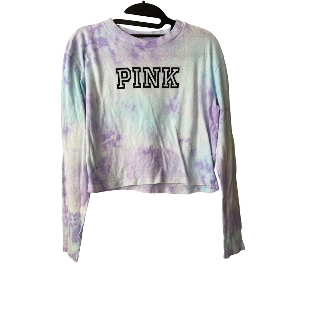 PINK Victoria's Secret Tie Dye Long Sleeve Crop Top Shirt Womens XS‎